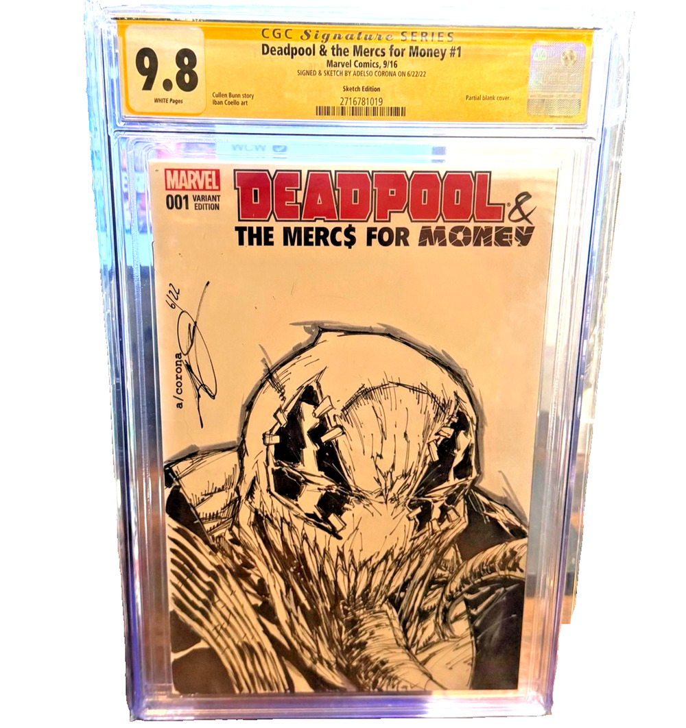 Deadpool & The Mercs For Money Sketch CGC SS 9.8 Signed Adelso Corona